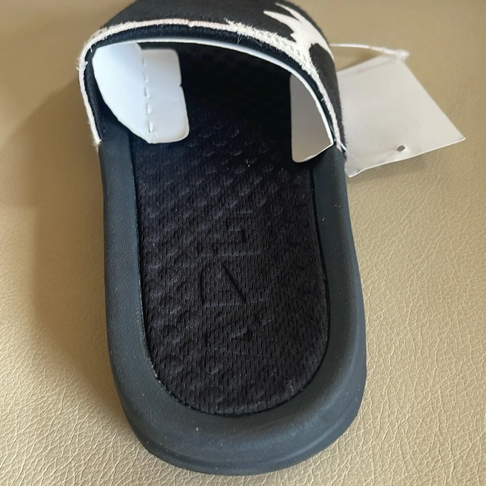 APL NWT NIB LIMITED EDITION $170 B&W DYED COW HAIR LEATHER FUR SLIDES WOMENS 5 - Picture 9 of 13
